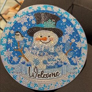 Completed Diamond Art Snowman Wall Hanging